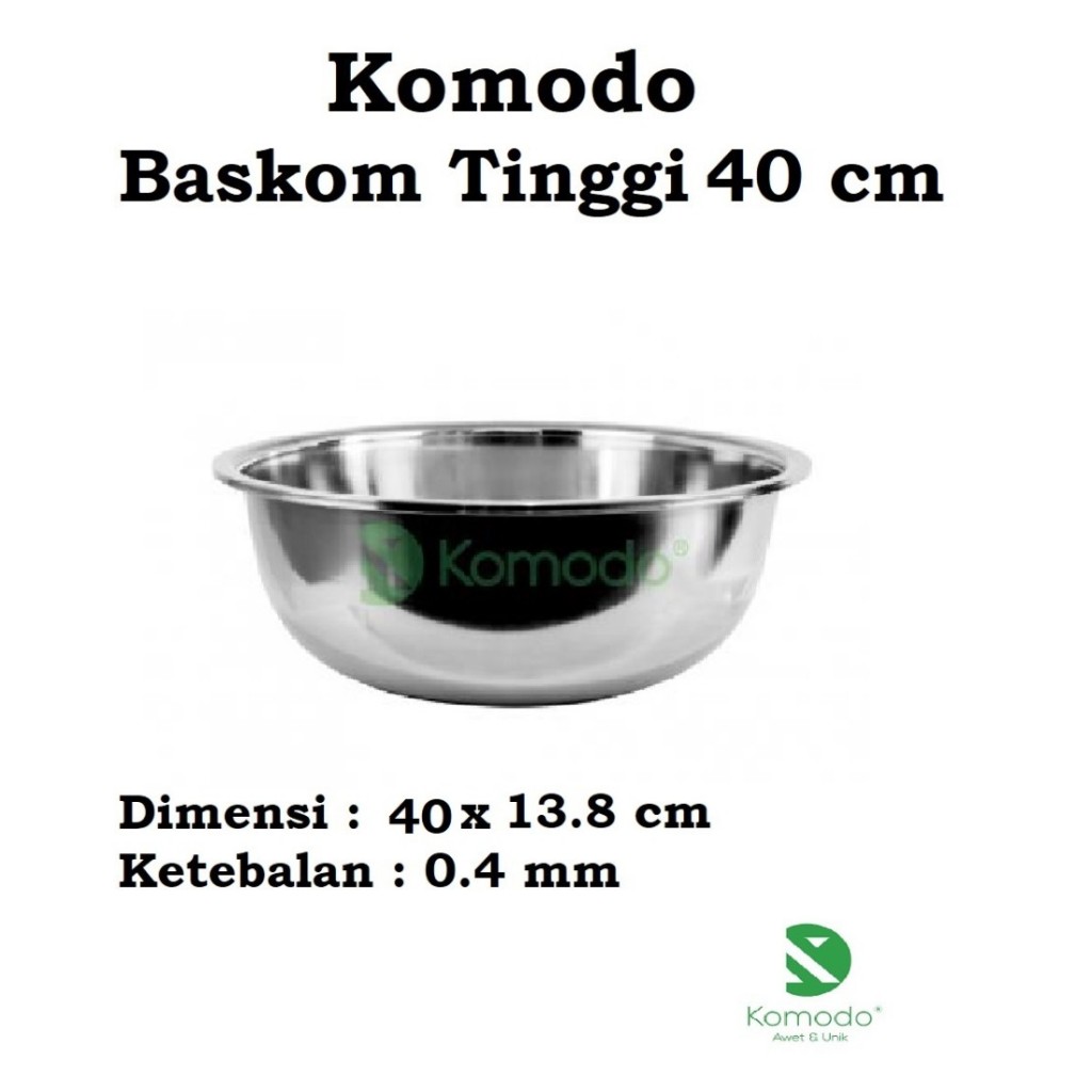 komodo Baskom Tinggi 40 cm Stainless Wadah Sayur