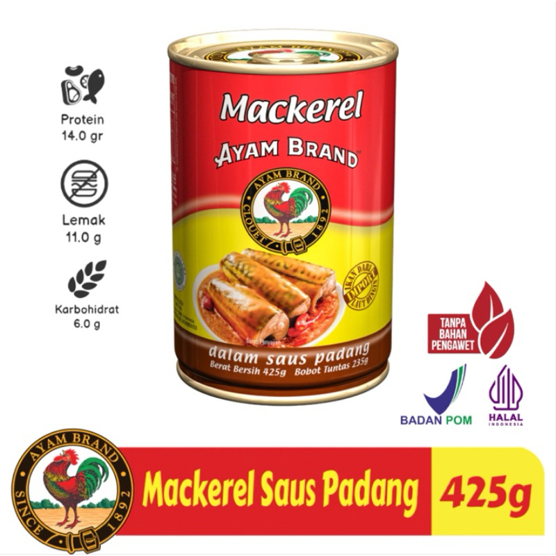 

Ayam Brand - Ikan Mackerel Kaleng Bulat Saus Padang 425gr