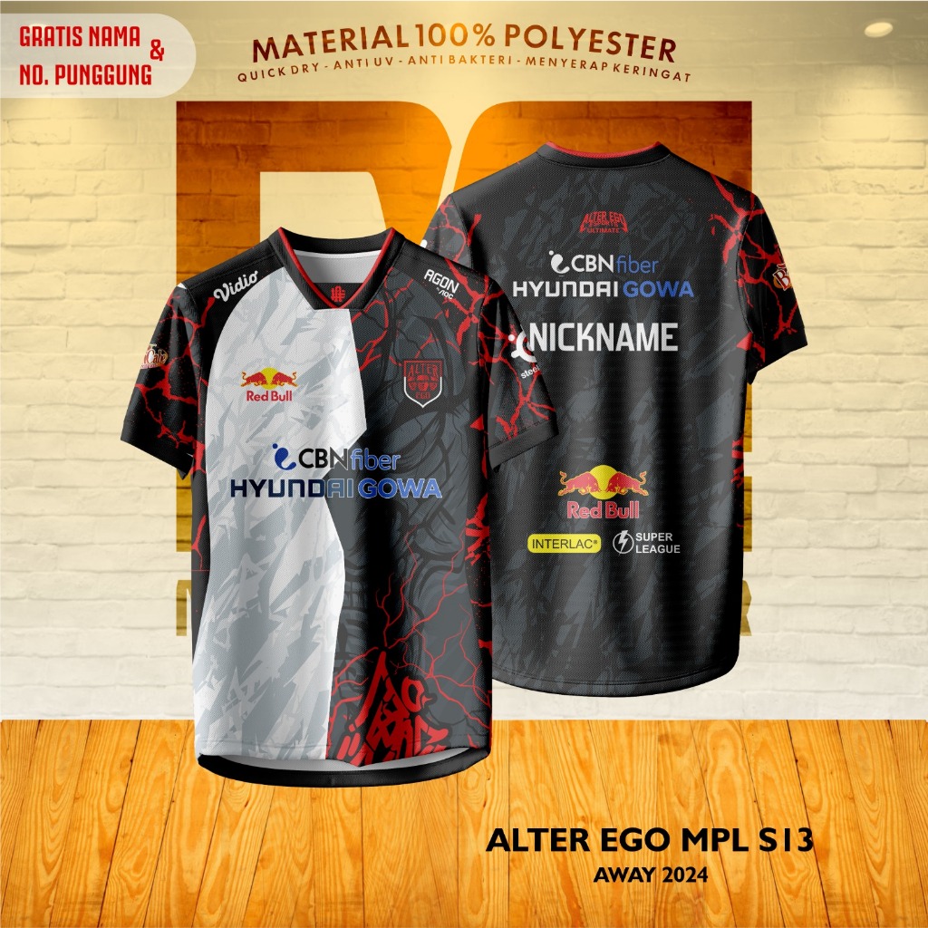 Jersey/Baju ALTER EGO AWAY MPL S13 2024 SUPORTER Gratis Name Set