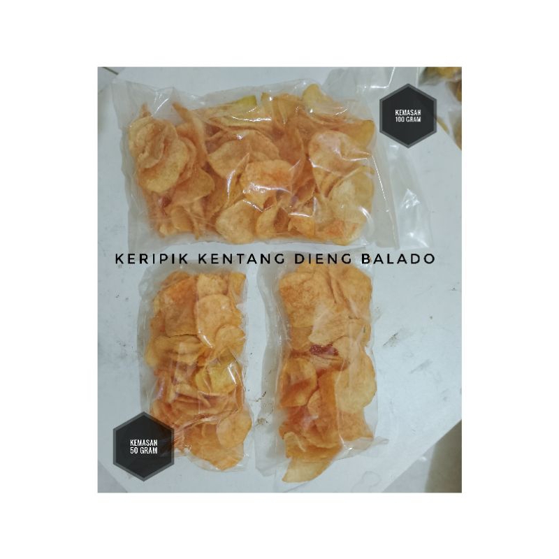 

Keripik Kentang Dieng Rasa Balado Kemasan 50 gram