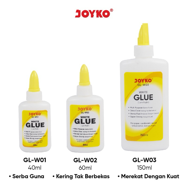 

JOYKO White Liquid Glue Lem Putih Cair Kertas Stik GL-W01 GL-W02 GL-W03 - 1 Pcs