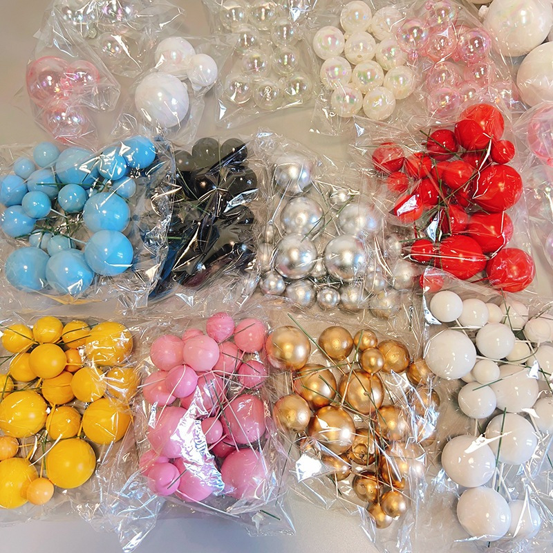 20 PCS Topper Kue Ulang Tahun Hiasan Kue Bentuk Bola Tusuk Cake Topper Ball Hiasan Bola Metalik Doff