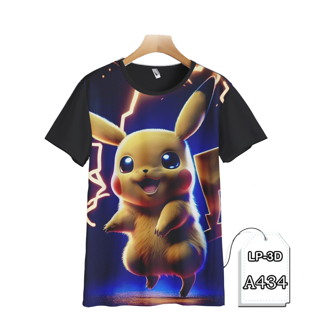 KAOS Pikachu Printing 3D Baju Anak Pokemon Kartun Game Animasi #LP3D-A434