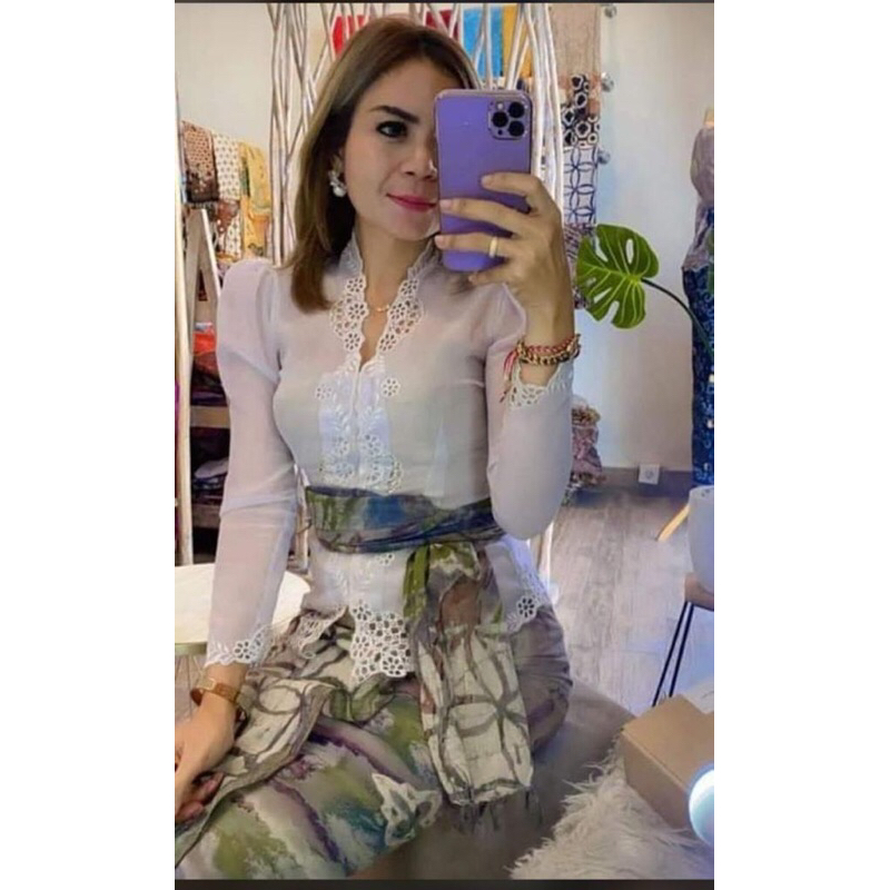 KEBAYA BALI JADI BORDIR TANGAN PARI | KEBAYA BORDIR PREMIUM SUTRA CREFF