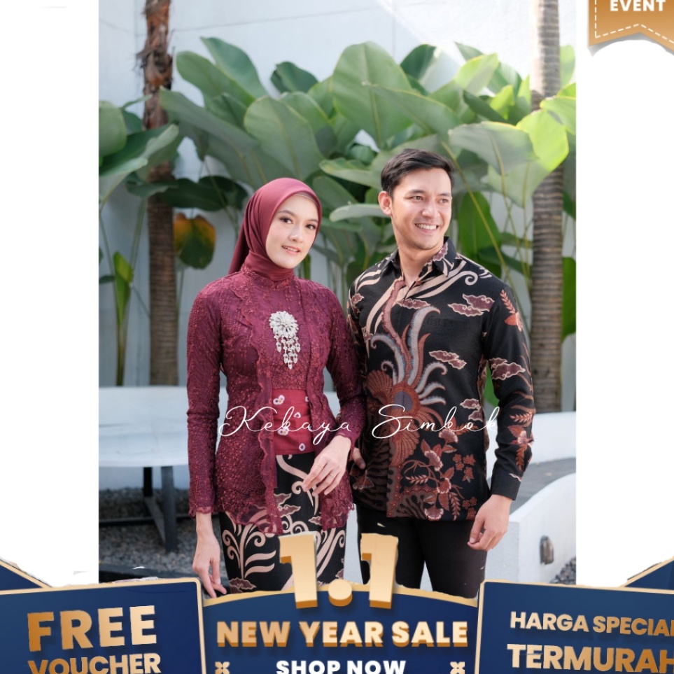 Naisha Kebaya  Kebaya Couple Kebaya Kutubaru Kebaya Wisuda Lamaran Tunangan Set Tunik Batik Baju Cou