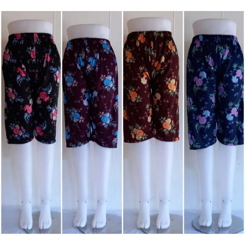 kolor pendek wanita jumbo 3/4 motif bunga