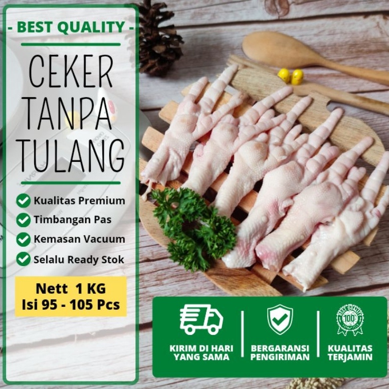 

LNS111 MEGA ALE Ceker Tanpa Tulang 1 Kg Boneless Chicken Feet Korean Food Daging Ceker Ayam Broiler Segar Tanpa Tulang