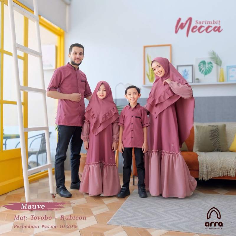 Gamis Sarimbit Series Arra Mecca Fashion Muslim Keluarga (Koko, Gamis, Kerudung) Gamis Couple Warna 