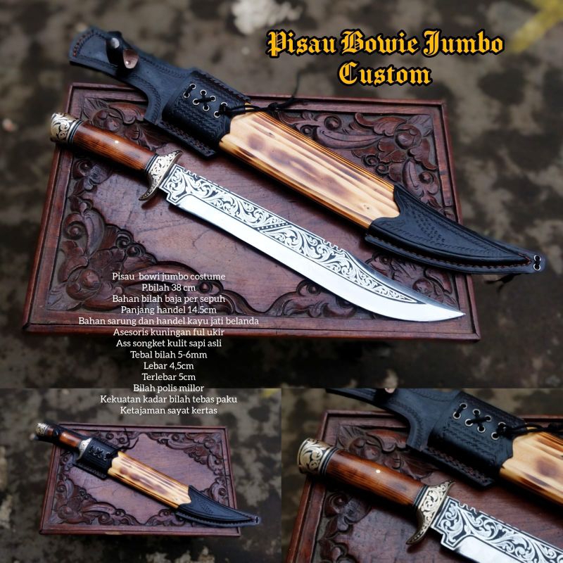 PISAU BOWIE CUSTOM JUMBO BAJA PER ETCHING SUPER TAJAM