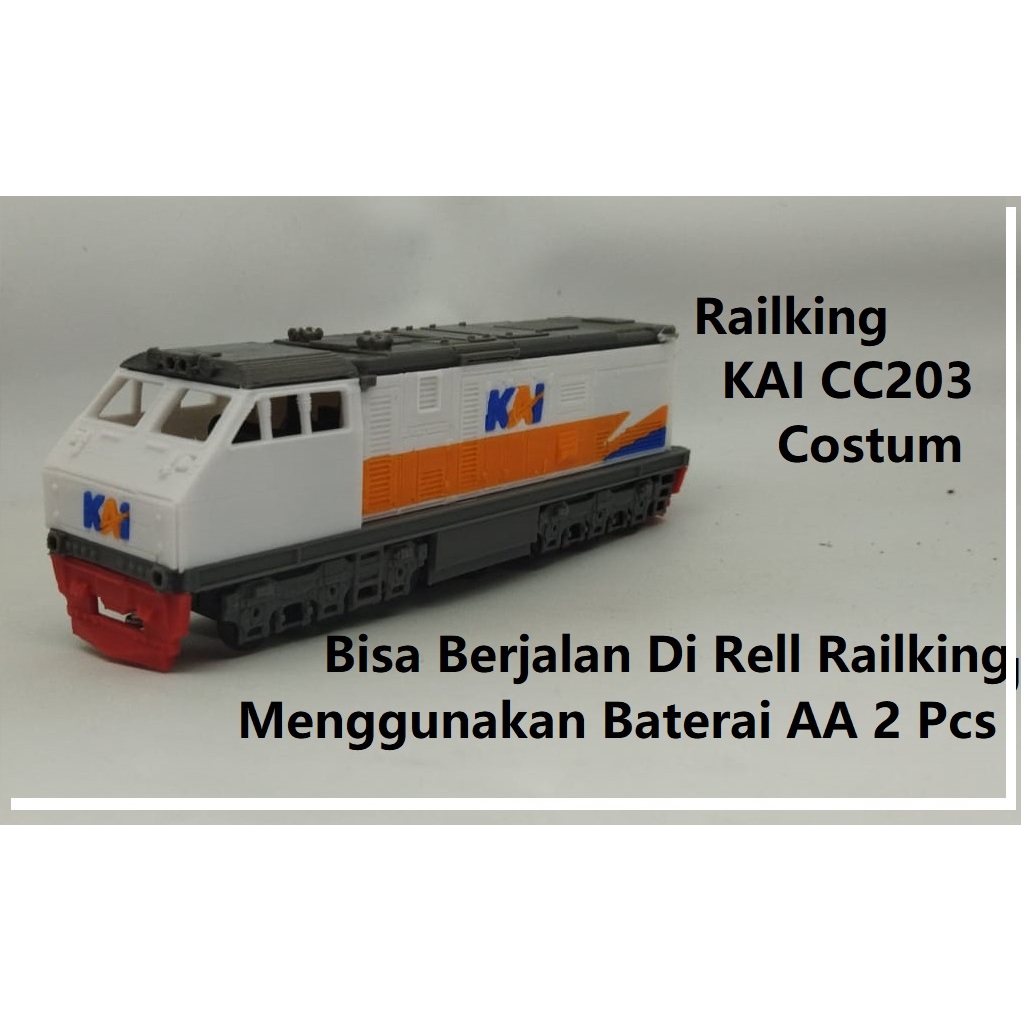 Mainan Lokomotif Kereta Api KAI CC 203 Railking Costum