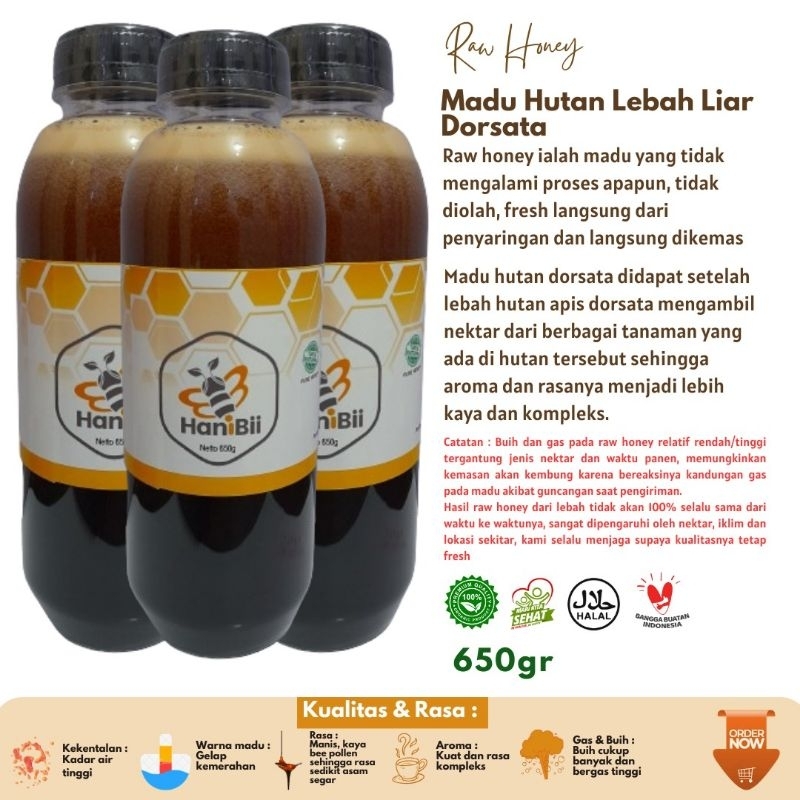 

Raw Honey Lebah Liar Dorsata Ukuran 625 gram / Madu Hutan Lebah Liar Dorsata by Hanibii ukuran 625 gram