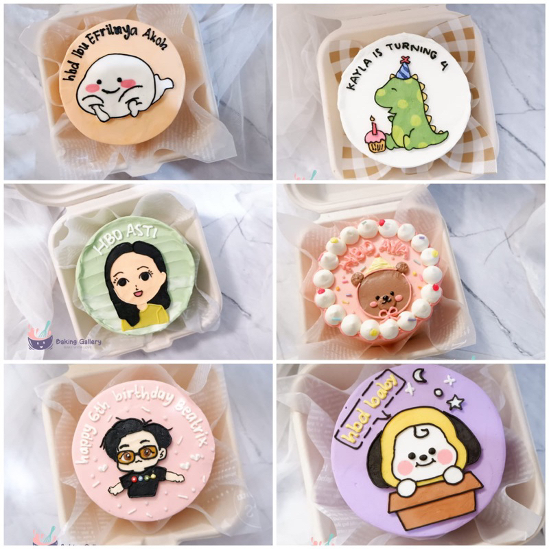 

korean bento cake CHARAKTER lunch cake box kue ulang tahun mini korean cake tart