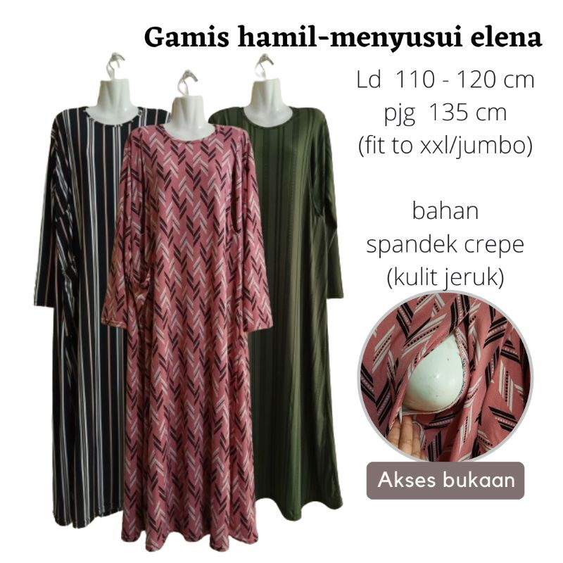 baju gamis hamil menyusui elena bukaan samping kanan kiri  tanpa resleting