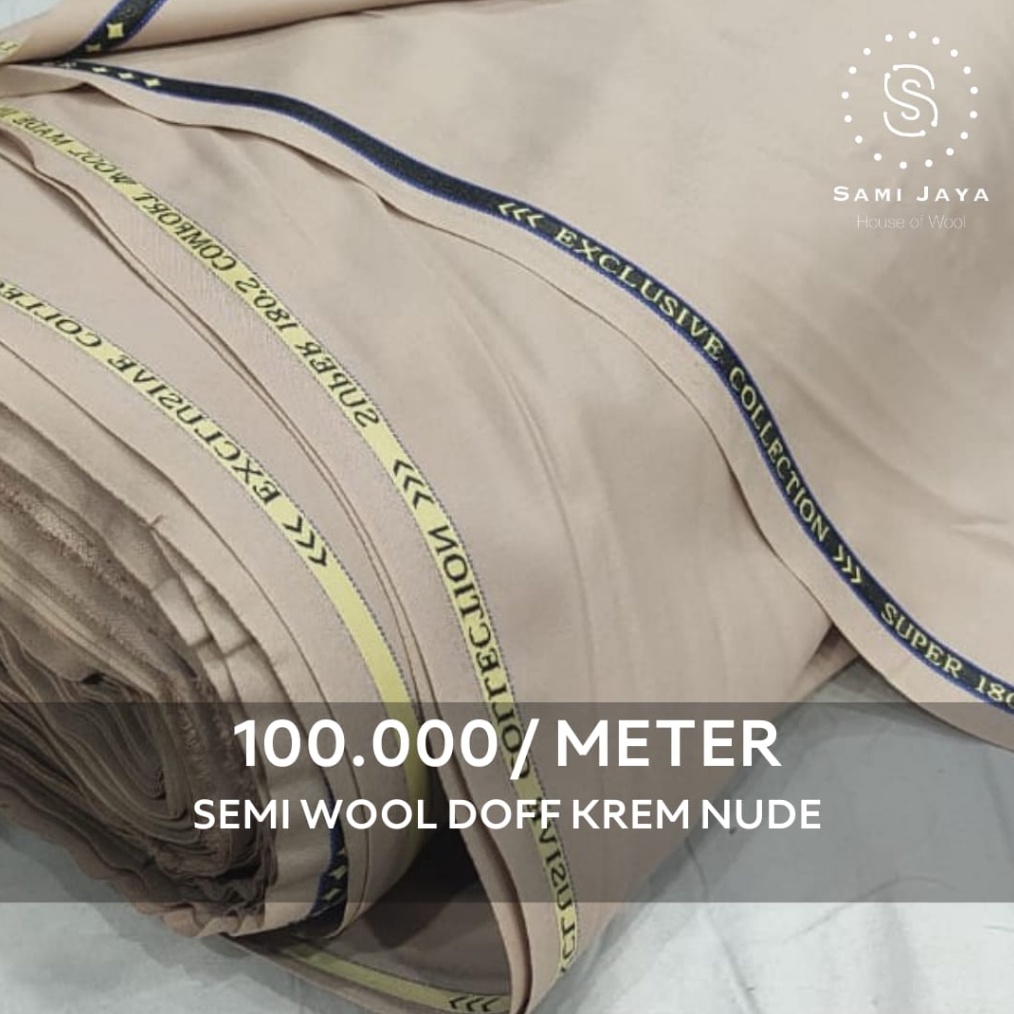 ART L95L Kain Bahan Jas  Celana Wedding Semi Wool Doff Cartier warna KREM NUDE