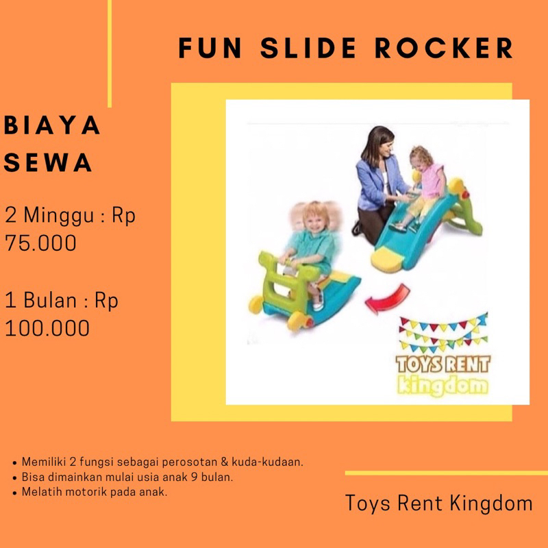 Sewa perosotan anak / rental mainan anak / rocker slide 2in1 grow n up / mainan kuda anak kuda kudaa