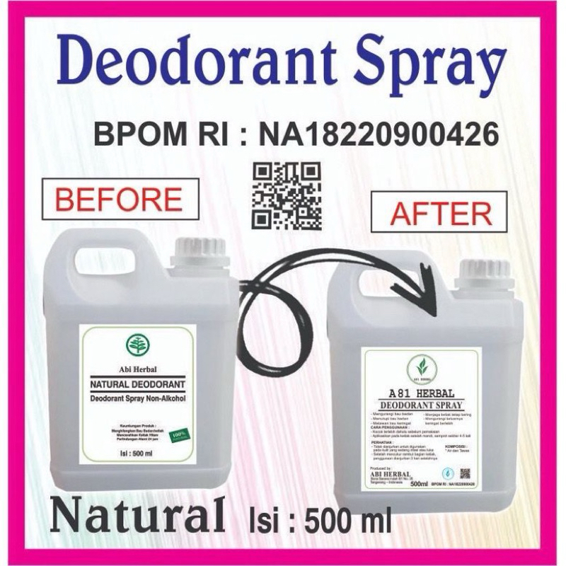 Deodorant spray tawas Cair 500ml BPOM Abi A81 Herbal