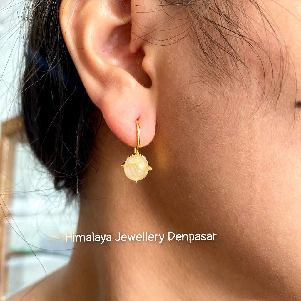 anting rambut sedana polos tembaga lapis emas hongkong dan liontin persis emas asli