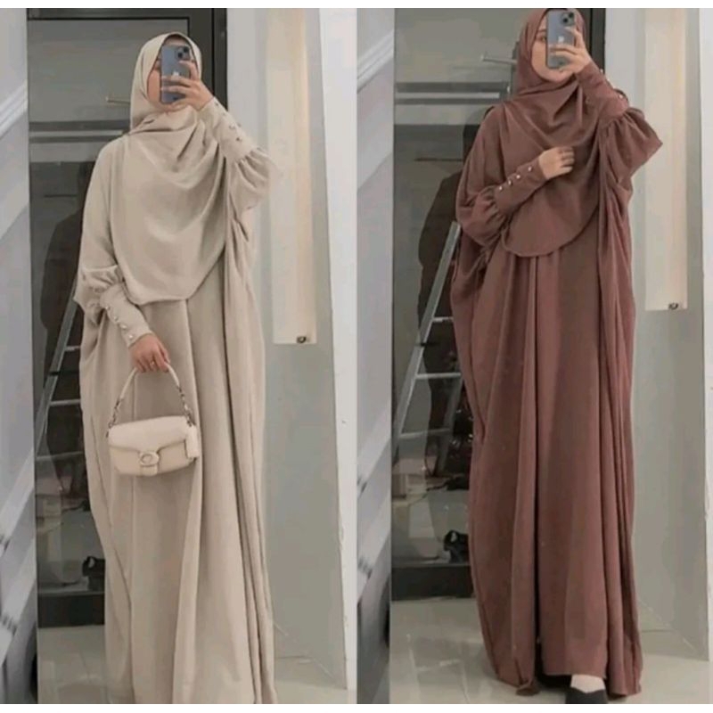 Ara Kaftan Gamis Syar'i One Set Hijab Crinkle