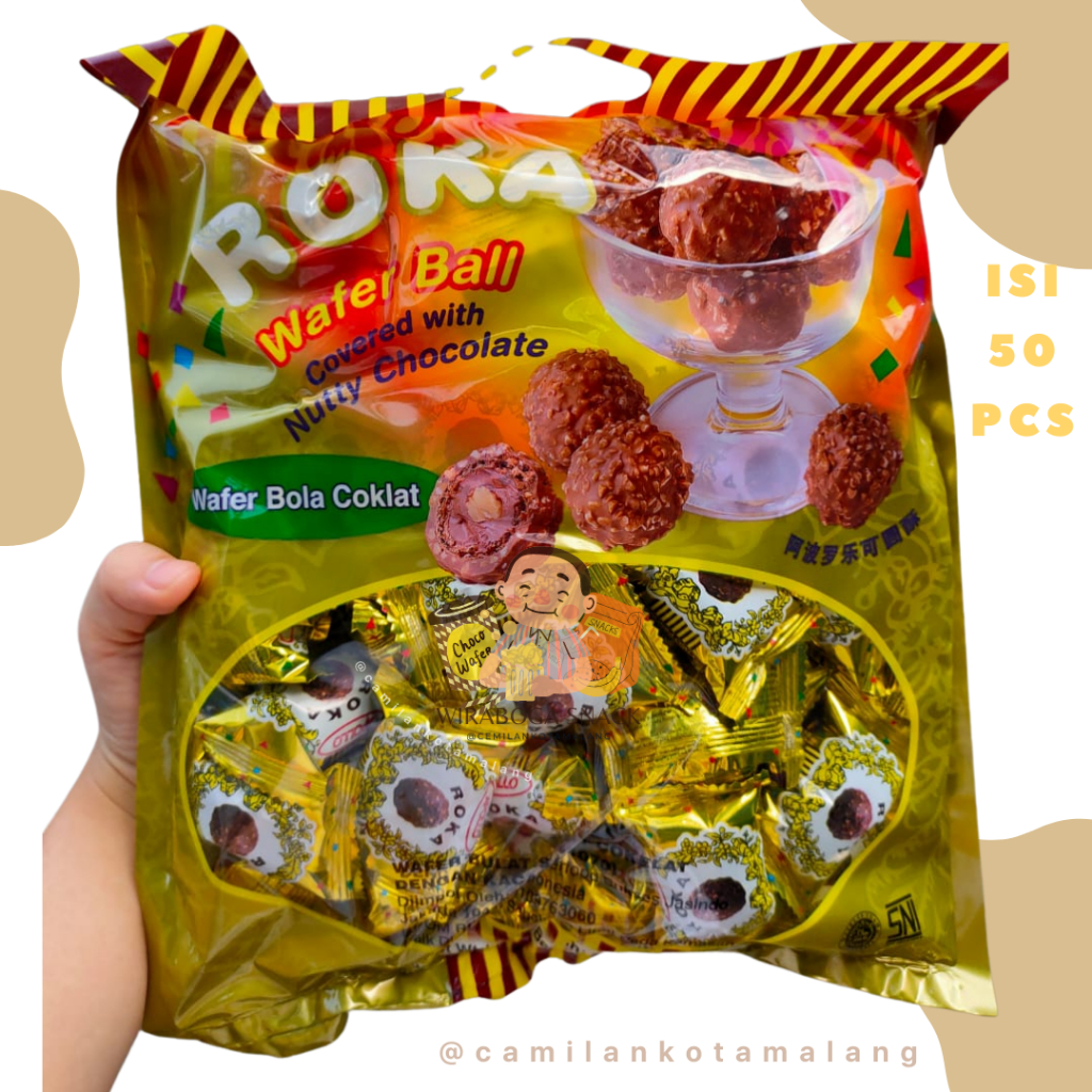 

Apollo Roka Chocolate Wafer Ball/ Wafer Bola Coklat 50 pcs / ROKA Halal