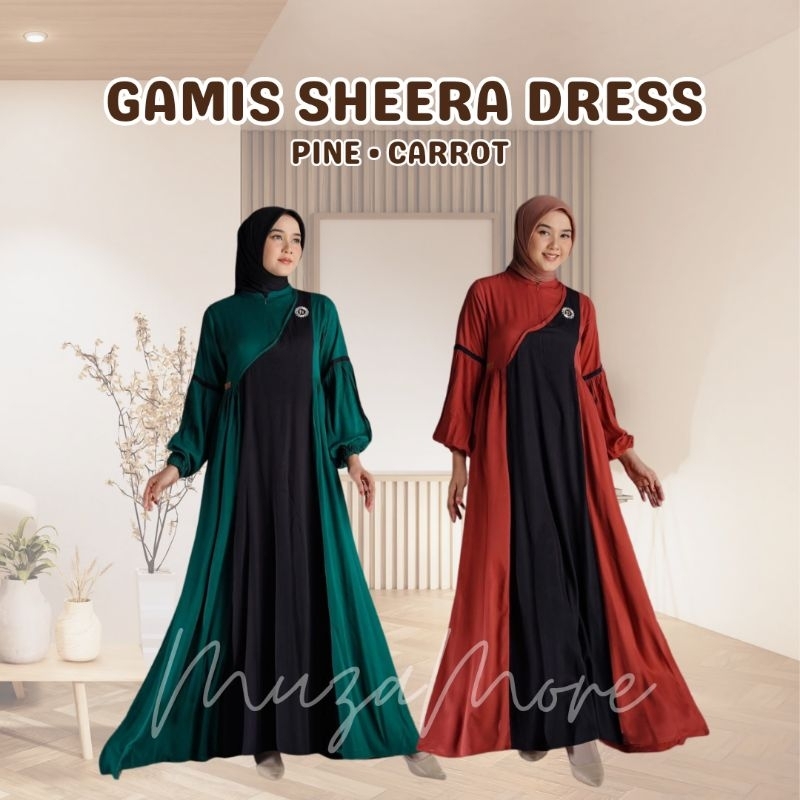 GAMIS NADHEERA SHEERA DRESS CARROT || PINE GAMIS RAYON PREMIUM NADHEERA LUXURY TERBARU 2024