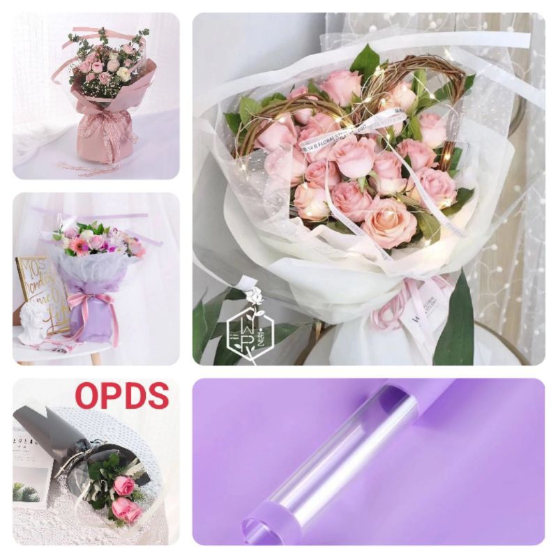 

1 Lembar Kertas Buket Waterproof Translucent FREE PACKING Cellophane Line Window Kertas Buket Transparan Cello Flower Wrap Kertas Buket Warna Pembungkus Bunga