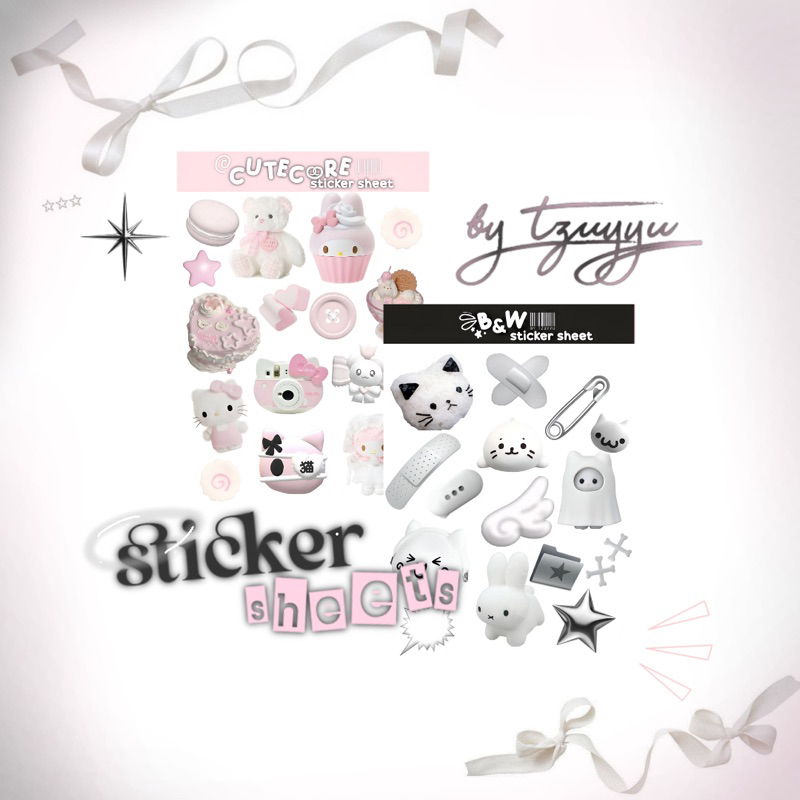 [ready] sticker sheet kisscut 𐙚 cutecore aesthetic deco selkor scrapbook kpop