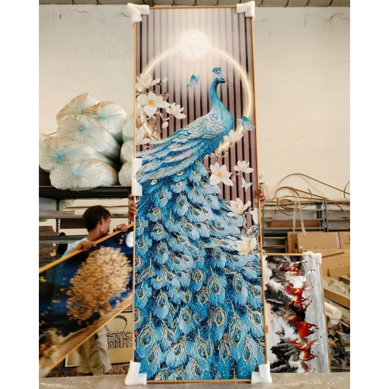 lukisan Porcelain Diamond 5D lukisan burung merak