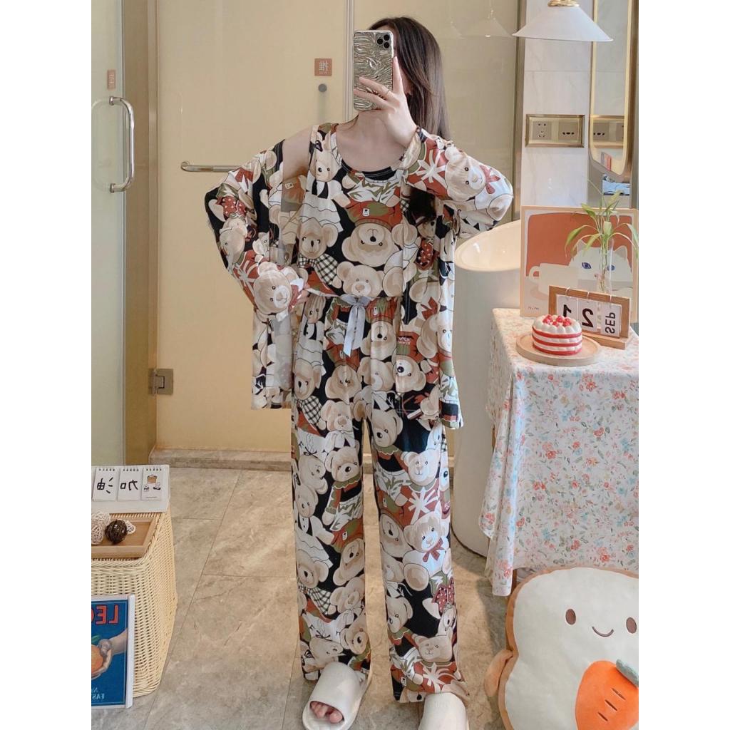 PAKET BAJU IMPORT GROSIR / PIYAMA WANITA NEW IMPORT MURAH GROSIR 3 PCS TEDDY BEAR / BAJU MURAH GROSI