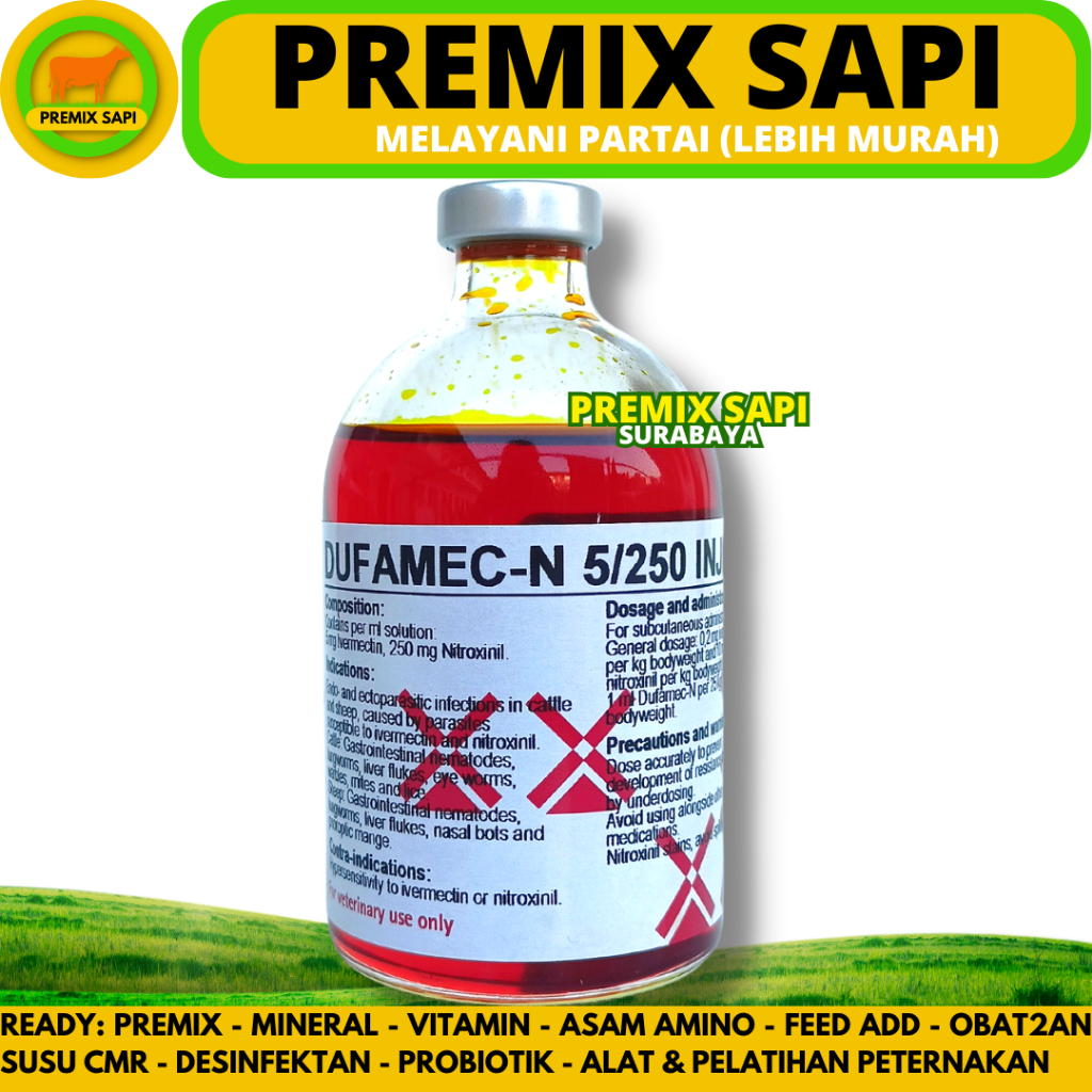DUFAMEC N 100ML DUTCHFARM - Obat Cacing Hati Ampuh Super untuk Ternak Sapi Kambing Domba