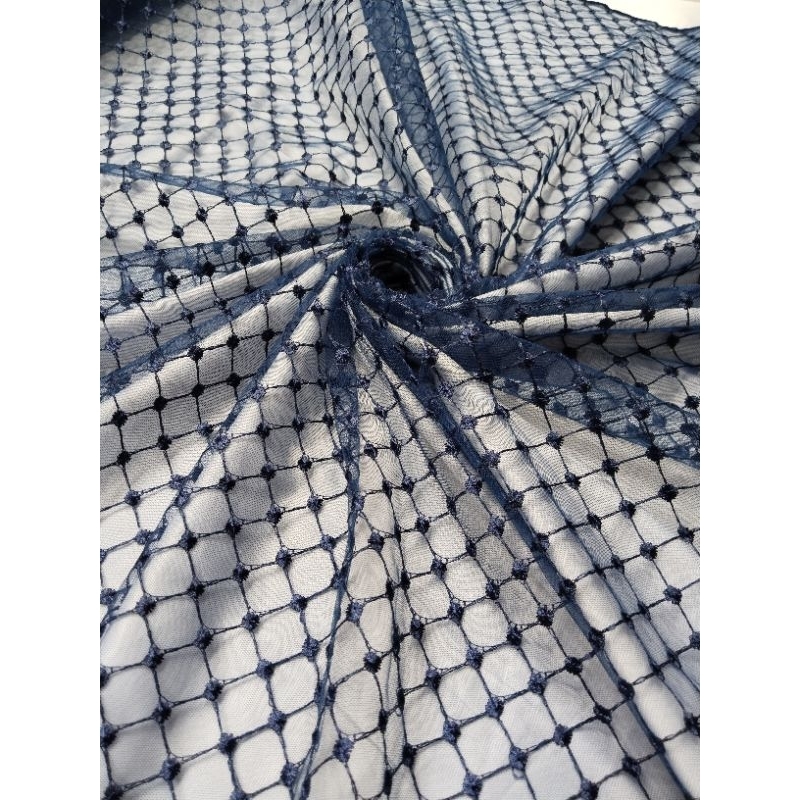 Bahan tille kotak / kain tile kotak / brukat jaring jaring.