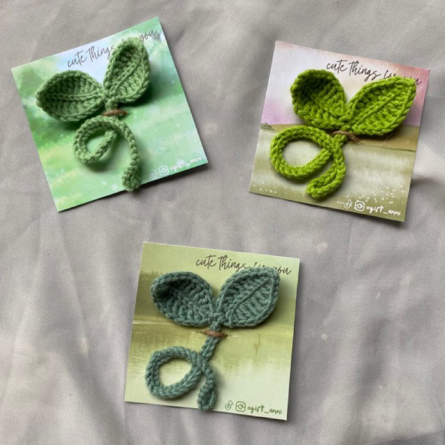 Leaf Sprout Crochet Cute Daun Tumbuh Hiasan Headphone, Penanda Buku, Ikat Kabel NCTzen Sijeuni NCT