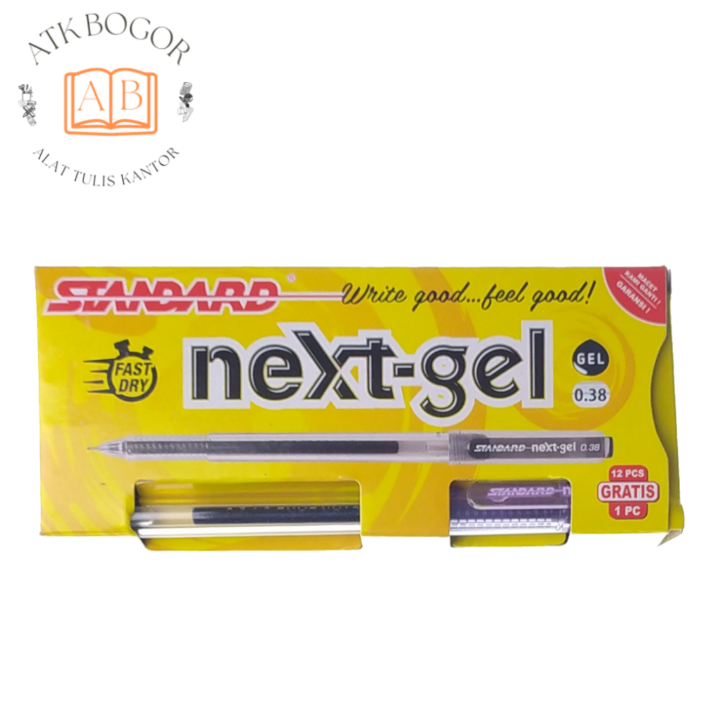 

Pulpen Jel Standard Nextgel Gel Pen Ujung Lancip Cepat Kering - 0.38 Hitam [1 Pack / 12 Pcs + Gratis 1 Pc]