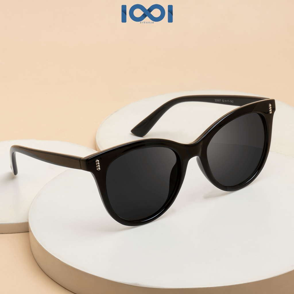 IOOI Eyewear -  Kacamata Hitam Bulat Sunglasses Plastik UV Protection Wanita Bisa Minus 22007