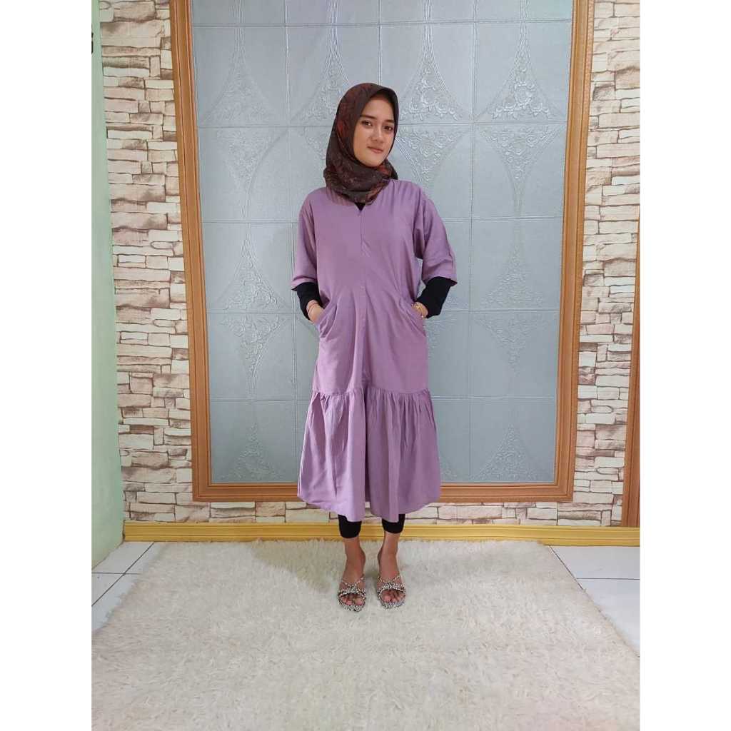 Baju Tidur/ Dress Simple Rauna Rayon Samitex Polos Terbaru 2024