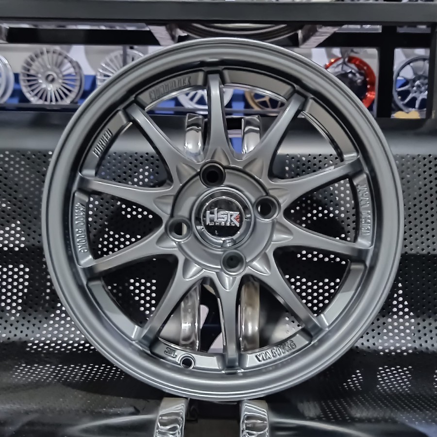 Velg Racing R14 Mobil Brio Agya Ayla Calya Pelek HSR Hiroshima Grey