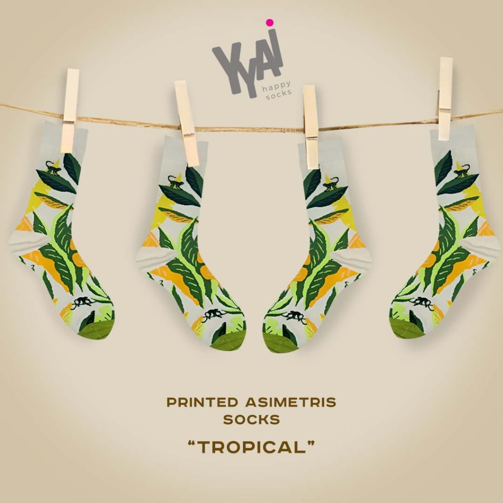 Kaos Kaki Printed Asimetris (Tropical)