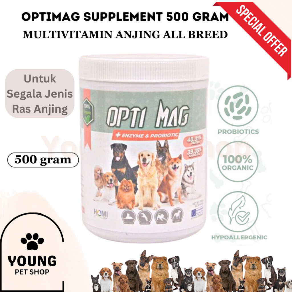 Optimag Supplement 500 Gram: Multivitamin untuk Optimalkan Kesehatan Anjing