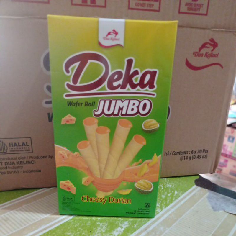 

Deka Jumbo wafer roll durian isi 20pc