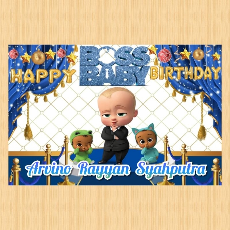 Spanduk BOSS BABY BOSS banner BOSS BABY BOSS spanduk banner ultah anak background BOSS BABY BOSS cus