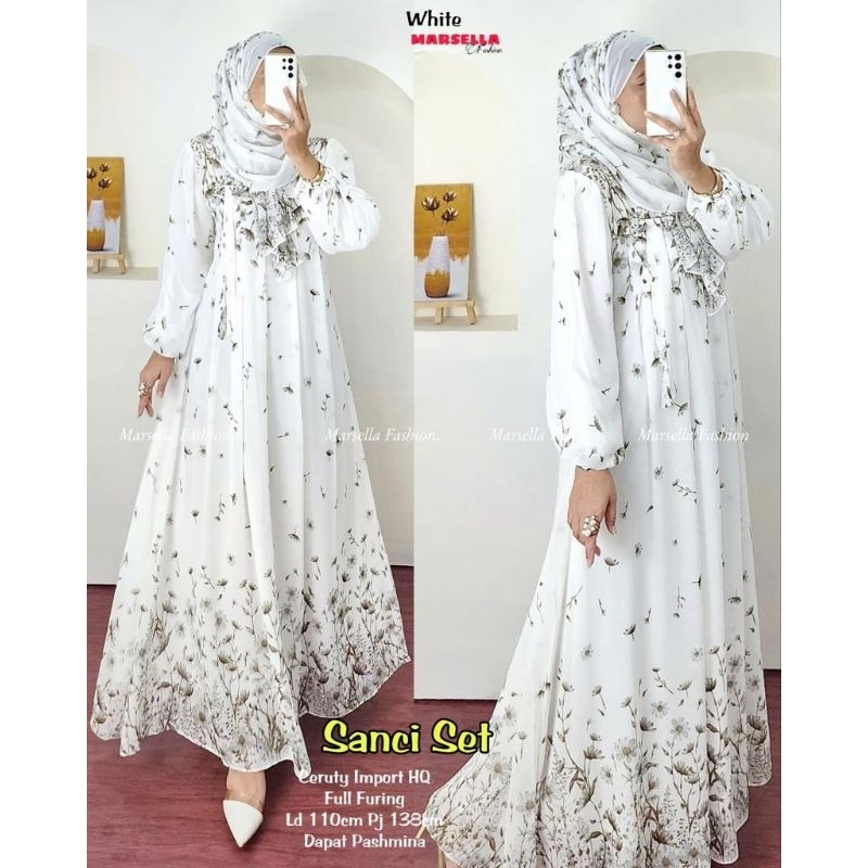 Sanci Set Dress Gamis Fashion Set Muslim Kekinian by Marsella
