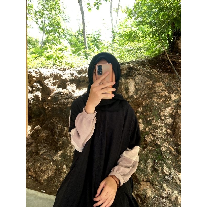 Khadeeja Abaya Syar'i Casual Hitam Polos
