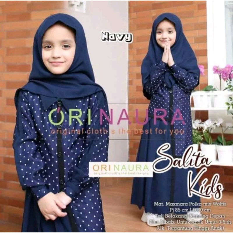 Salita Kids by Ori Naura, Gamis Anak Free Hijab, Gamis Anak Umur 3-6 tahun, Gamis Anak Lebaran, Gami