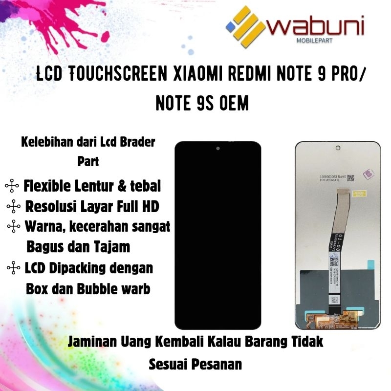 Lcd Touchscreen Xiaomi Redmi Note 9 Pro/Redmi Note 9S / lcd hp redmi / touchscreen hp redmi / layar hp