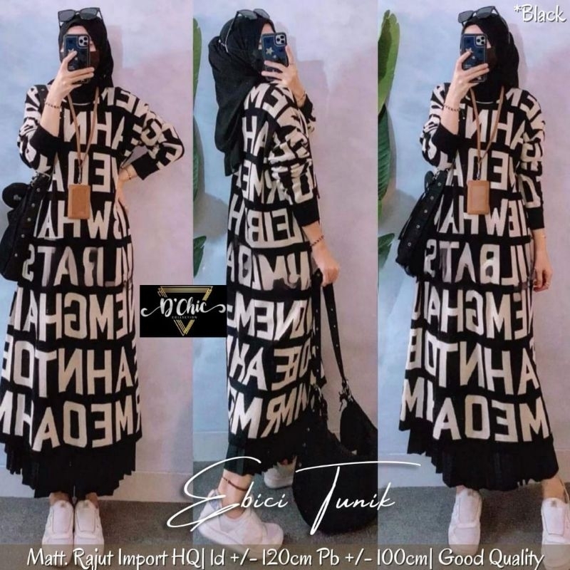 Ebici Long Tunik Rajut Import Motif Premium ORI by D'Chic