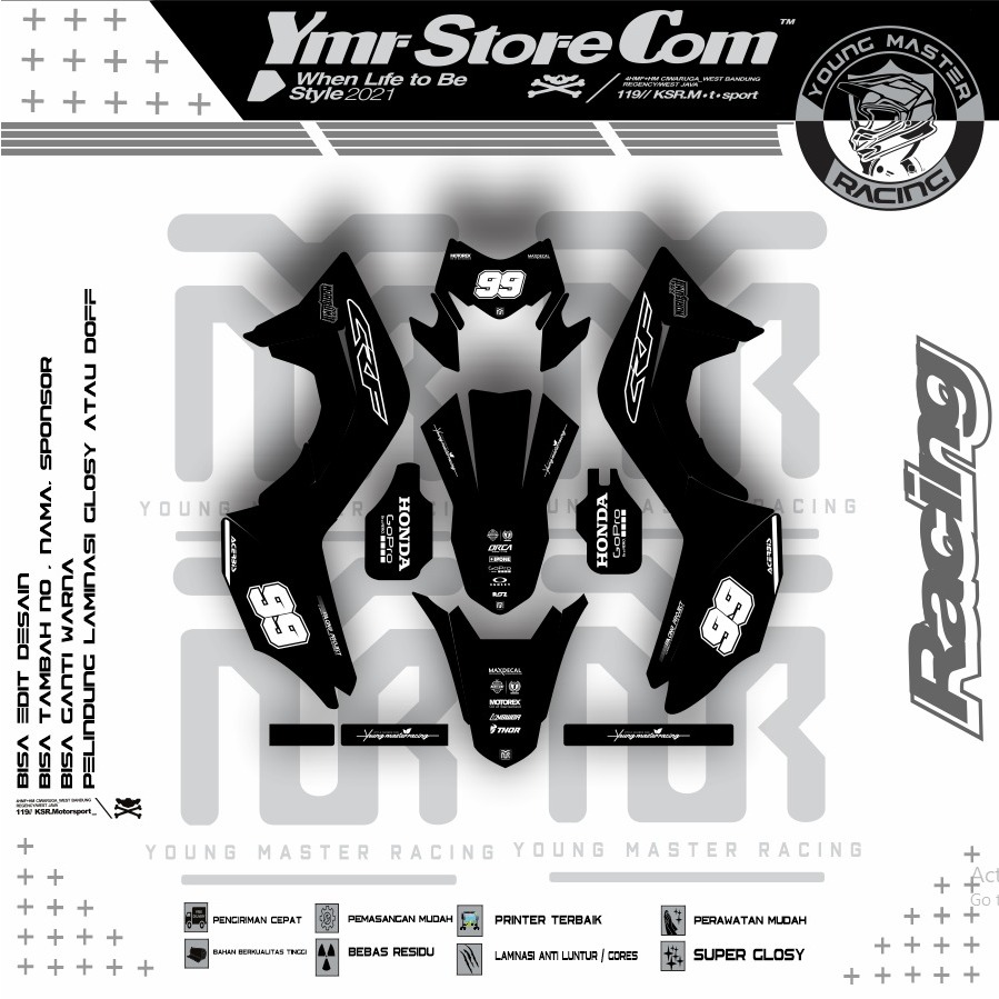DECAL STICKER MOTOR HONDA CRF 150 L NEW SUPERMOTO/CRF 150 OLD/CRF 230/CRF 250/CRF 110/CRF 450/POLA P