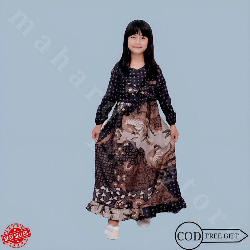 Gamis Batik Anak Perempuan 2–8 Tahun – Dress Motif Batik Modern, Adem & Nyaman Dipakai