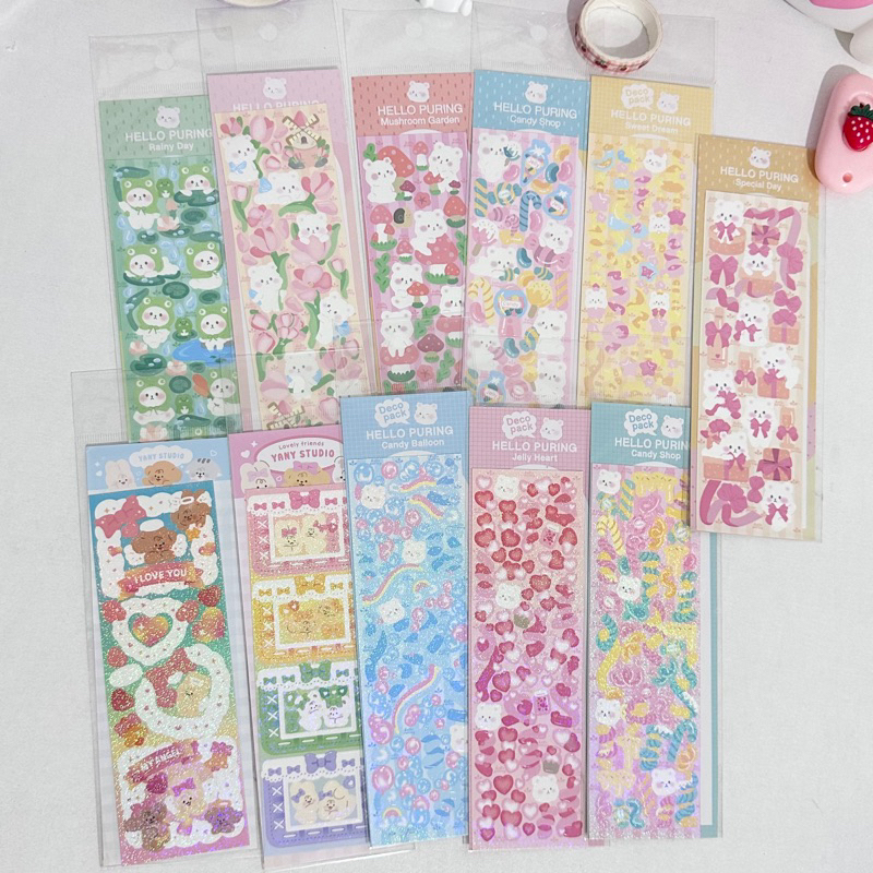 

sticker deco korean photocard confetti glitter hello puring yany studio stiker lucu readystock B711