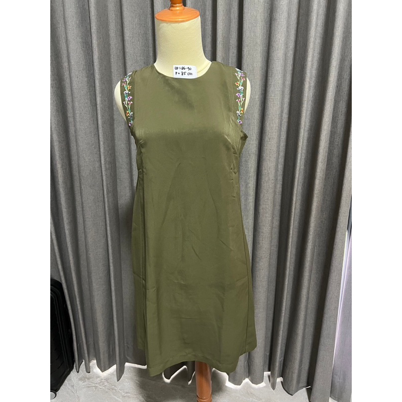 Et Cetera Olive Green Dress