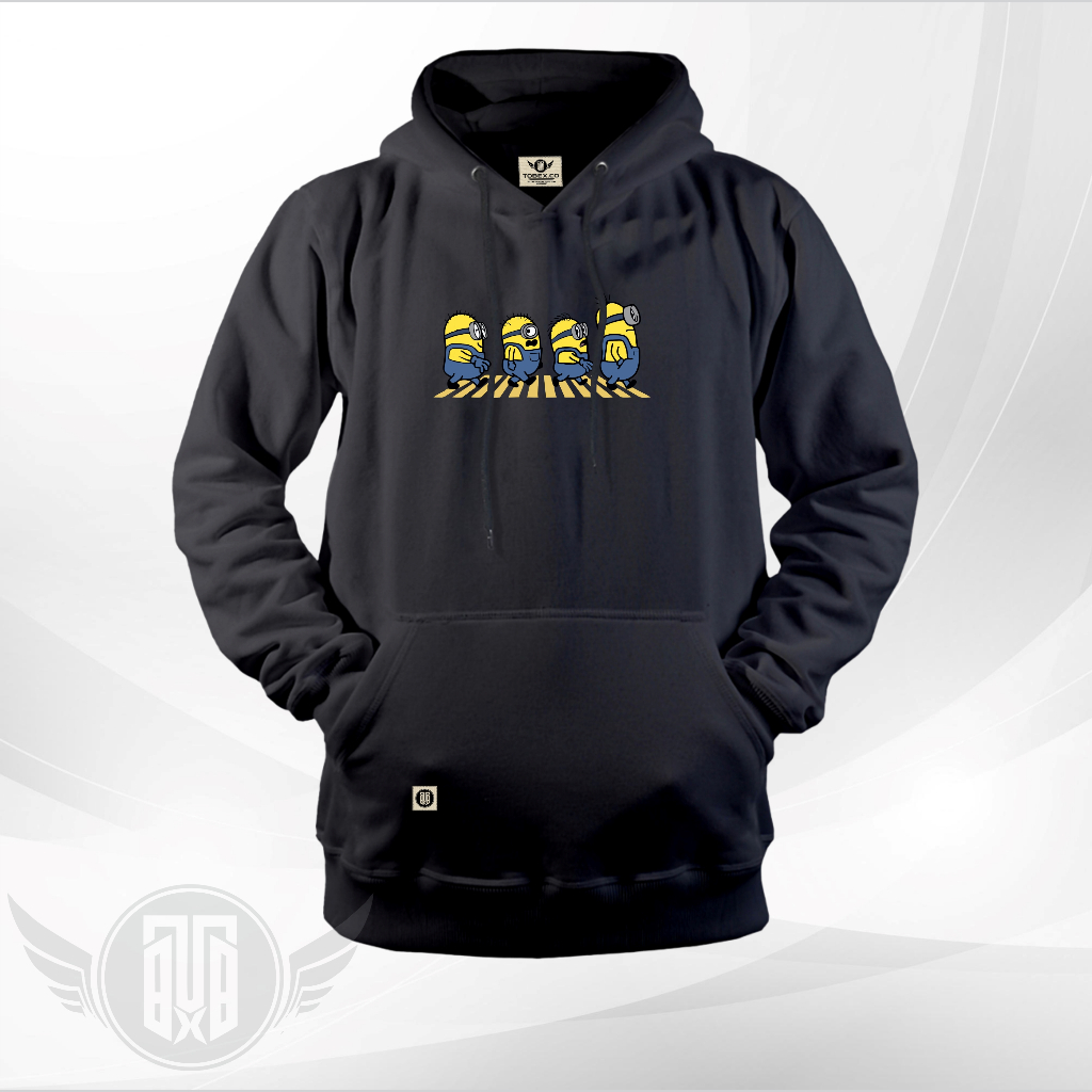 Sweater Hoodie Pria New Article Street Style Minion Hudi Jumper Distro Original Warna Hitam Abu Para