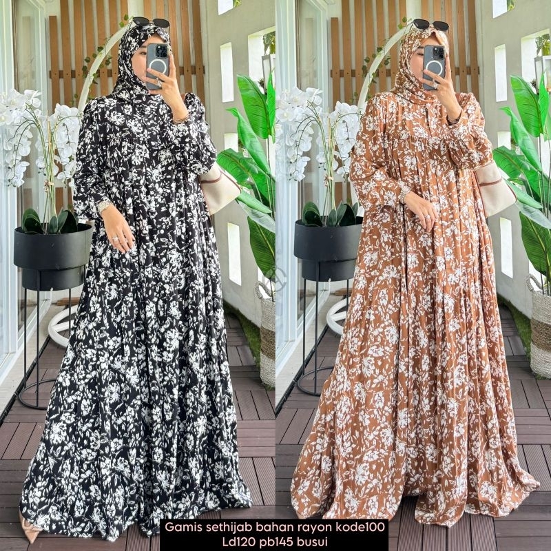 gamis rayon hijab kode 100